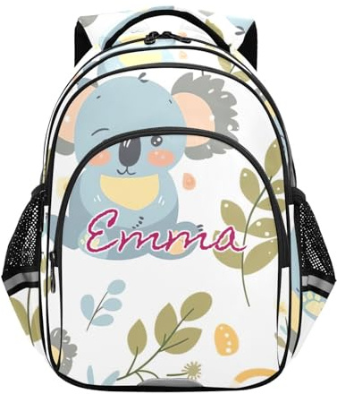 RPLIFE Sac à dos personnalisé pour enfants âgés de 6 à 12 ans Sacs à livres mignons personnalisés pour fille, Koala mignon de dessin animé, 17 Inch, Sacs à dos traditionnels