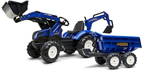 Falk New Holland T8 Tractor + Aanhanger + Lader + Graafarm