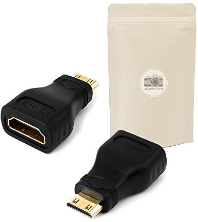 Adaptout X2 Adaptateur Mini HDMI Mâle vers HDMI Femelle Plaqué Or Connecteur HD 4K 3D Marque Française