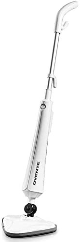 Ovente Balai vapeur électrique robuste, nettoyeur de carrelage, nettoyage des sols en bois dur avec deux tampons en microfibre, tête rotative, réservoir d'eau rechargeable, idéal pour désinfecter les