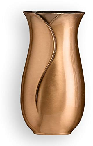 Vaso portafiori per lapide - Linea Apulo - Bronzo Lucido (cm 20, a terra, interno plastica) [T.03.3362/20/PL]
