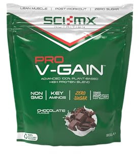 SCI-MX Pro-V Gain - 100% Vegan Protein Powder - Soy, Pea + Rice for Muscle Growth - Chocolate Flavour - B12 + Magnesium - Sugar Free, Non-GMO - 900g (20 Servings) 35g of Protein Per Serving