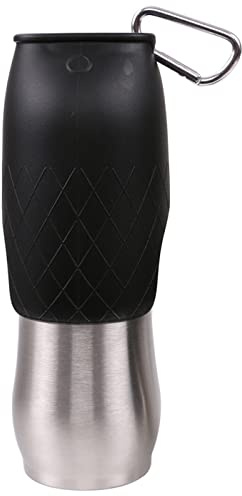 Dehner Lieblinge Hundetrinkflasche Travel, auch als Napf, 600 ml, Edelstahl, schwarz