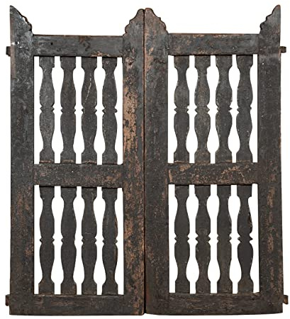 Biscottini Cancelletto in Legno per Esterno 112x4x100 cm | Cancello Giardino con Doppia Anta | Cancelletto Giardino Esterno Vintage restaurato