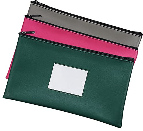 ccHuDE 3 Stück PU-Leder-Geldbeutel, bunte Geldbeutel, Einzahlung, Reißverschluss-Tasche, Rechnung, Aufbewahrungstasche, Stifteetui, Make-up, Kosmetik, Mehrere Farben, 27x15cm