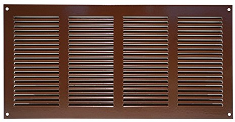 400x200mm Ventilationsgaller i Brunt Stål med Myggskydd - Metallgaller för Ventilation