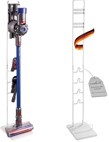 PureMounts Staubsauger Ständer Halterung universal kompatibel mit Dyson V15, V12, V11, V10, V8, V7, Bodenständer, Zubehör Halter, Weiß