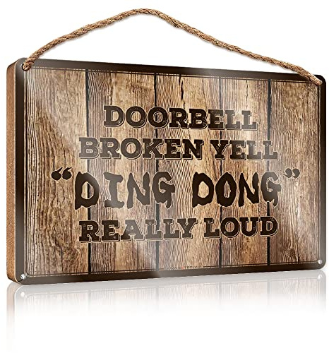 Sign For Front Door Doorbell Broken Yell Ding Dong Really Loud Wooden Sign Back Yard Decorations Farmhouse Wall Decor Signs (Size : 20X30CM)