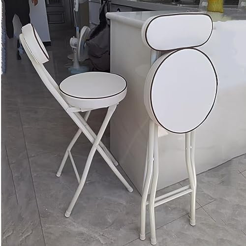 Sgabelli da Bar Pieghevoli con Schienale, bancone Pieghevole Senza Braccia, per capacità di posti a Sedere per la Colazione in Cucina Domestica,White-Sitting Height: 21.6in