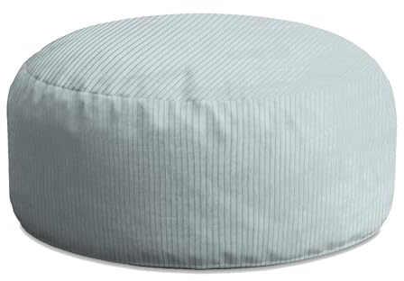 DreamRoots Pouf Hocker Fußhocker Cord, Rund 70x40cm, Green Lily | Couch Hocker, Sitzsack, Wohnzimmer, für Sessel & Sofa, Sitz Poof, Sessel Pouf, leicht