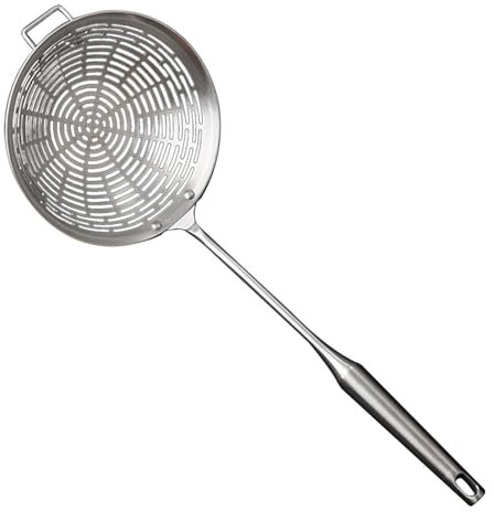 F Fityle Passoire araignée écumoire louche poignée Confortable passoire en Acier Inoxydable écumoire de Cuisson pour la Cuisson des légumes, Diamètre 18cm