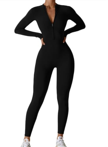 Kvinnor i ett stycke långärmad sportbody med halv dragkedja Design Yoga Jumpsuit Bodysuits Gym