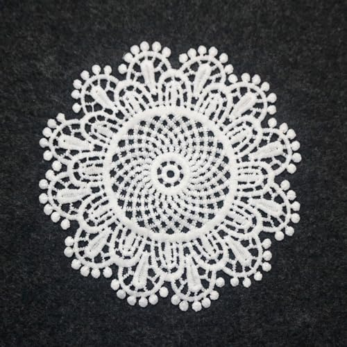4 Stück Spitze Runde Gestickte Tischläufer,Handarbeit Geklöppelt Weiße Spitze Kleine Häkeln Tischläufer Untersetzer Häkeln Spitzendeckchen Tischset für Küche,Esszimmer,Dreamcatcher Dekoration 15cm