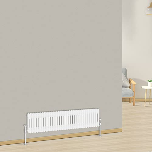 NRG Radiatore tradizionale in ghisa, 300 x 1460 mm, a doppia colonna, per soggiorno, colore: bianco