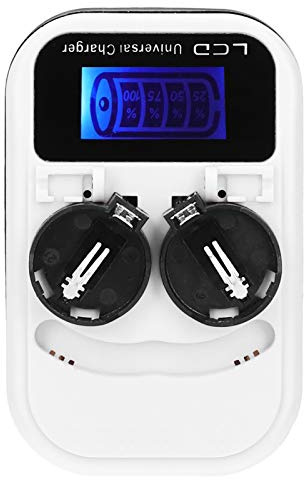 Chargeur de Batterie Bouton LCD Double Emplacement pour LIR2016 LIR2025 LIR2032 ML2016 ML2025 ML2032, Chargeur Rechargeable Ecran LCD 2 Pièces Prise UE