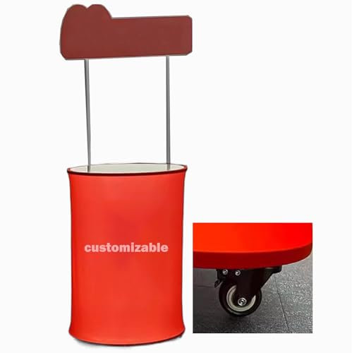 Messe Theke Empfangstheke Rollbarer Promotion-Thekentisch mit Rädern, Messepodest mit Individuell Beleuchtetem Banner und Sturzdesign, Faltbarer Pop-up-Bar-Ausstellungsständer für Den Einzelhandel(3pc