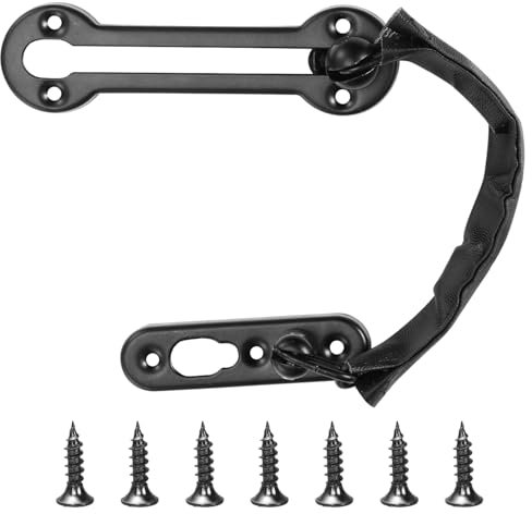 Acooruiteng Door Chain Stainless Steel Door Chains for Front Door Heavy Duty Door Chain Lock for Front Door Door Security Chain with 7 Screws for Home Hotel Apartment School Bedroom Black