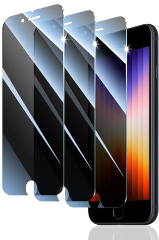 3 Stück Sichtschutz Panzer Schutz Glas für iPhone 6/6S/7/8/SE3/SE2020/SE2022, Anti-Spähen Gehärtetes Glas Schutzfolie, Panzerglas Privacy Panzerfolie Displayschutzfolie, 9H Härte, Anti- Kratzer