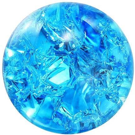 sourcing map Sfera di cristallo da 30 mm, in vetro incrinato di ghiaccio, sfera decorativa solida, ornamento per Feng Shui, divinazione, divinazione della fortuna, fontana da tavolo, blu lago