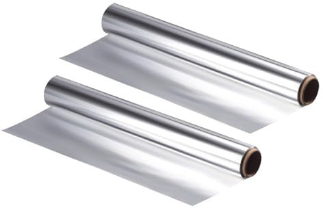 HUANGING Juego de 2 rollos de papel de aluminio para hornear papel de aluminio resistente a altas temperaturas con borde dentado para hornear