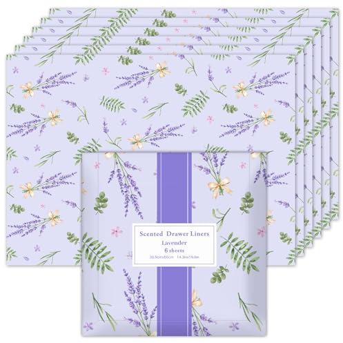 SCENTORINI Schrankpapier Lavendel Duft für Schubladen, Duftendes Schrankpapie, Perfekt für Kommodenregal, Schubladen, Kleiderschrank, Schrankduft, 6 Blat