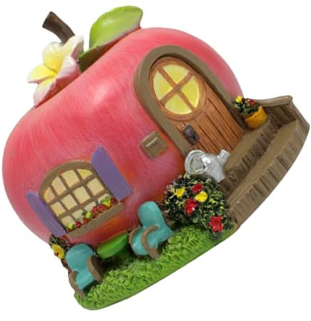 Gatuida Adornos de la casa de Manzana Casas Miniaturas decoración del hogar Mini casa diminuto decoración de Mini Puertas Mini Adorno de pabellón casa de Hadas del jardín Resina