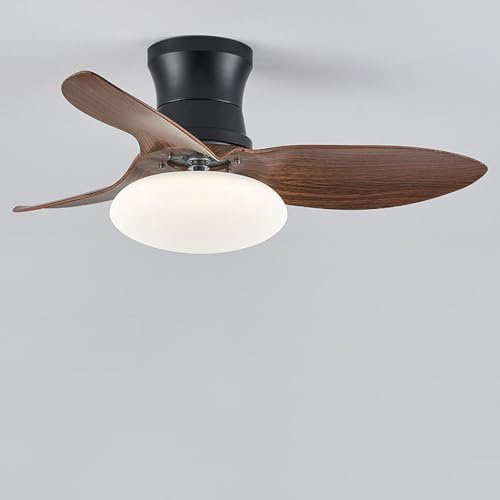 Moderno ventilatore da soffitto da 82 cm con luci e telecomando, silenzioso, design reversibile a 3 pale, illuminazione LED dimmerabile per camera da letto, silenzioso, elegante ed efficiente dal