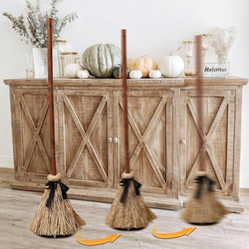 Floating Witch's Broom Halloween Decor - Animated Moving Broomstick with Spooky Sounds, Dancing Magic Witch Broom for Indoor Porch Halloween Party Decorations