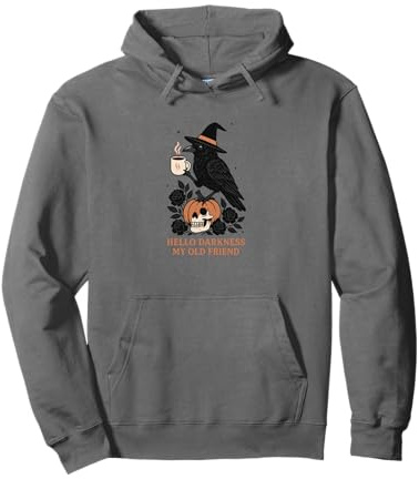 Hello Darkness My Old Friend Coffee Crow Pullover Hoodie