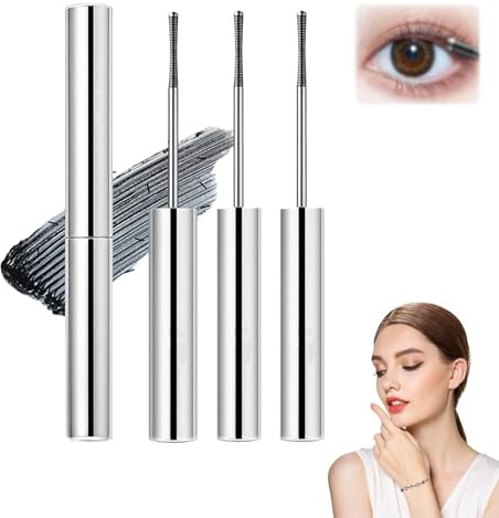 Iron Eye Mascara, Schwarze Mascara Für Ältere Frauen, 3D Curling Eyelash Iron, Tubing Cara für Mehr Volumen Und Länge Bei Dünner Werdenden, Long-Lasting Volumizing & Clump-Free With Smudge-Proof (3P)