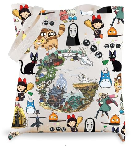 Cunegra Handtasche Damen, Kawaii Anime Muster Tragetasche, Tragbar und Praktisch Einkaufstasche, Einzigartig Geburtstagstüten für Anime Liebhaber, 40×35CM