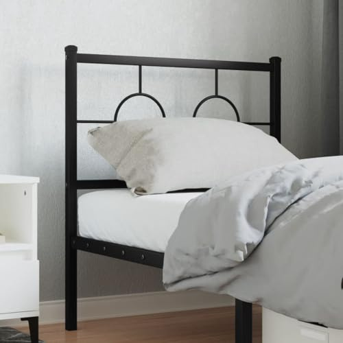 SKTQYQO Testiera in Metallo Nero 75 cm, Testiera Classica in Acciaio Verniciato a Polvere con Design Elegante per Giroletto, Struttura Robusta e Stabile con Gambe in Metallo,