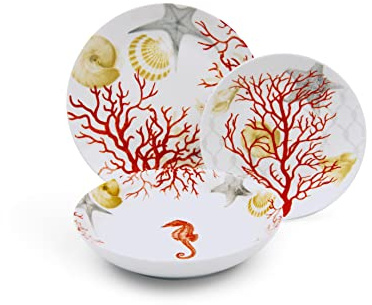 Excelsa Coral Service de vaisselle 18 pièces, porcelaine, rouge