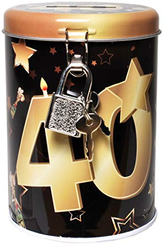 Udo Schmidt GmbH Metall Spardose Schwarz/Gold 40 Sparbüchse Geld Geschenkdose Sparschwein Spardose 11x8cm