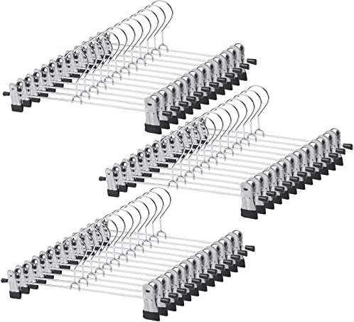 GoodtoU Pants Hangers, 50 Pack Skirt Hangers with Adjustable Clips for Men Women Kids Pants Shorts Trouser Jeans Clothes Closet Organization
