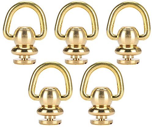 Fydun Rivets en Laiton 5 Ensembles Clou en D Anneau Chicago Goujon en métal et vis pour Cloche de Parfum d'artisanat en Cuir Or, 10x5mm