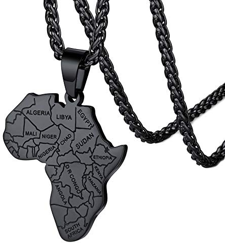 FaithHeart Herren Männer Afrika Landkarte Halskette Hip pop Kettenanhänger Afrikanische Landkarte Kette für Männer Herren