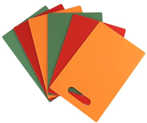 Sosody Set of 6 Small Plastic Cutting Chopping Board, Plastic Kitchen Cutting Boards Non-Slip
