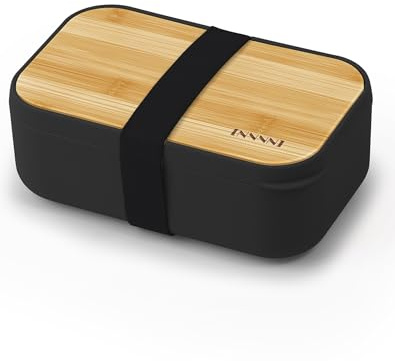 invvni Bento Box Lunch Box Containers for Adults - Natural Bamboo Lid, Cutlery & Chopsticks, Lunch Box for Women, Microwave Safe, Dishwasher Safe, Bpa Free, Leakproof, Men