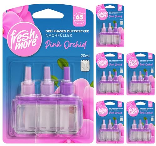 Fresh & More Nachfüller für 3Volution Pink Orchid (6er Pack) 20ml | Lufterfrischer, Raumduft-Nachfüllflakons, blumiges Aroma.