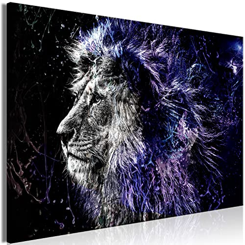 murando - Wandbilder XXL Tier 120x80 cm Leinwandbild 1 tlg Kunstdruck modern Wanbilder XXL Wanddekoration Design Wand Bild Löwe bunt Gesicht Abstrakt g-C-10009-b-a