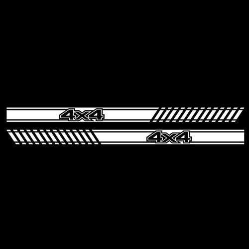 2 Stück Streifen Autoaufkleber, Asudaro Körper Seite Vinyl Streifen Außendekoration Aufkleber Kreative Auto Sport Racing Streifen Aufkleber 4x4 Auto Taille Girlande Pvc-Aufkleber,Weiß