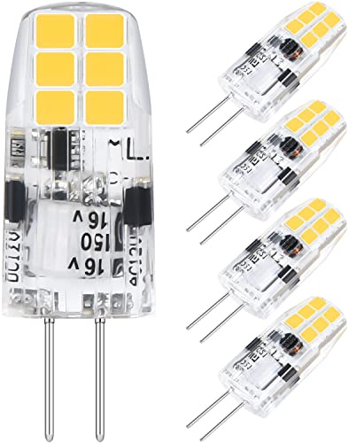 Amazing power G4 LED Bulb, G4 Light Bulb Type Bi Pin Base Bulb AC/DC 12V 20W Equivalent G4 Halogen Bulbs for Under Cabinet Range Hood Lighting Soft White 2700K 5-Pack