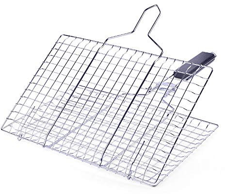 TECH DISCOUNT Double grille pain barbecue viande poisson réglable 32x32 cm plaque extensible pliable accessoire ustensile de cuisine