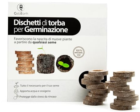 GebEarth® - Dischetti di Torba per Germinazione, Confezione da 100 pz di Dischetti di Torba, Ideali per Far germinare Tutti i Tipi di Semi [Aumenta in Modo significativo Il Tasso di germinazione]