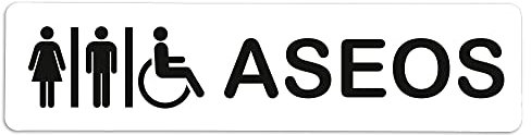 Becral® - Señal adhesiva DE PVC ASEOS HOMBRE MUJER Y MINUSVÁLIDOS| Placa puerta PVC BLANCO | Señal informativa | Cartel Puerta 100X100mm
