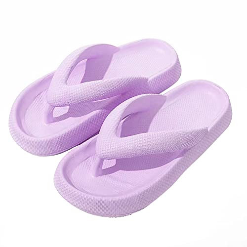 Heflashor Badeschuhe Herren Damen Cloudyzz Schlappen Wolke Hausschuhe Sommer Flip Flops rutschfeste Pantoletten Badelatschen,Lila,43/44 EU