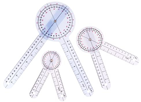DOITOOL Colore Medici in Trasparente Set 3 Pezzi Goniometro 360 per Misurazione Ulna e Dita per Uso Medico Professionale