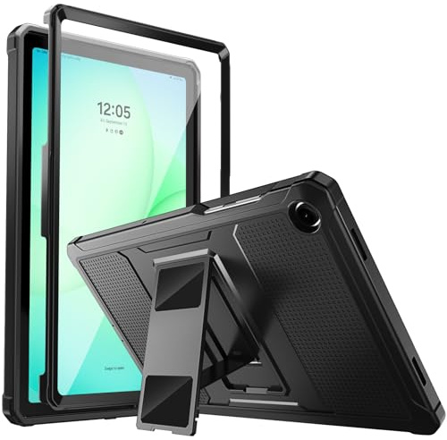 MoKo Funda para Galaxy Tab A11+ Plus/A9+ 11 Pulgadas 2025/2023 - Shockproof Híbrido Resistente Smart Cover Case para Choque con Protector de Pantalla Incorporado, Negro