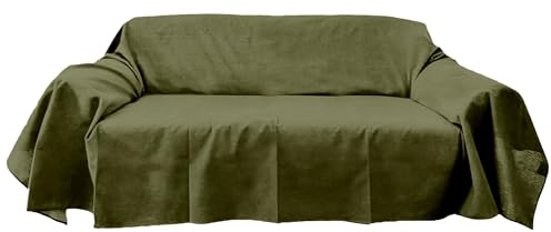 Telo Arredo Divano made in Italy 170x260 e 260x280, 3 Posti Cotone e Poliestere, Foulard Copridivano 2 e 3 Posti, Telo Divano 260x280 cm Cachi